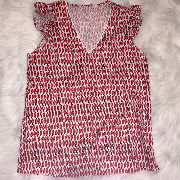NWOT Ruffled Patterned V-Neck Tank XS - Picture 2 of 8